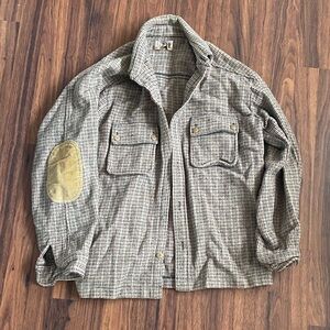 Men's Vintage Pendelton Wool Checkered Shirt with Elbow Patch